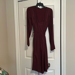 Wilfred Size Small Wine Coloured Midi Dress with draw string waist